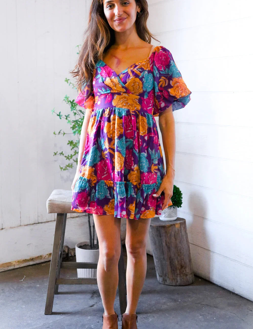 Rosewood Romance Banded Surplice Dress | Daverri Fashions