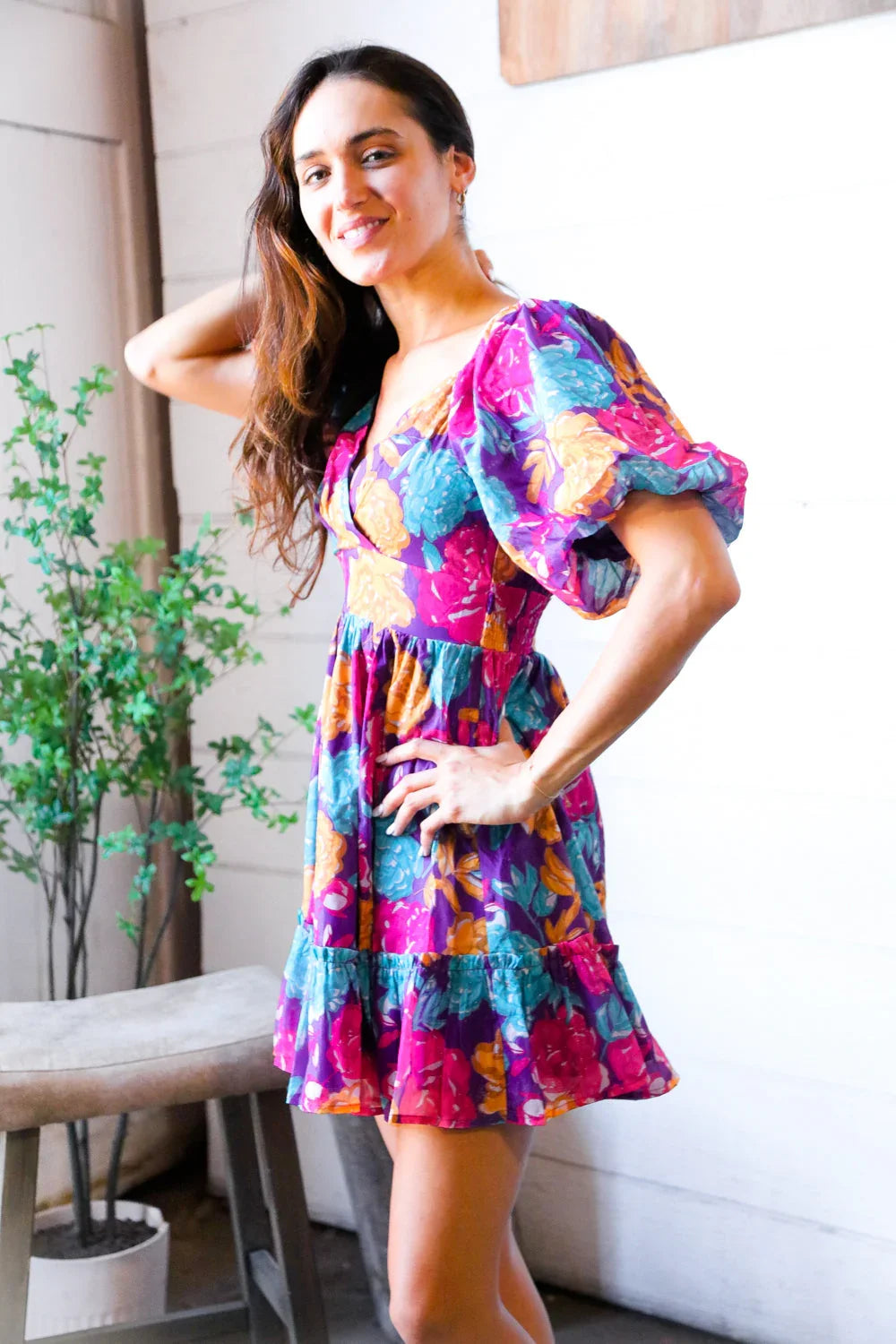 Rosewood Romance Banded Surplice Dress | Daverri Fashions