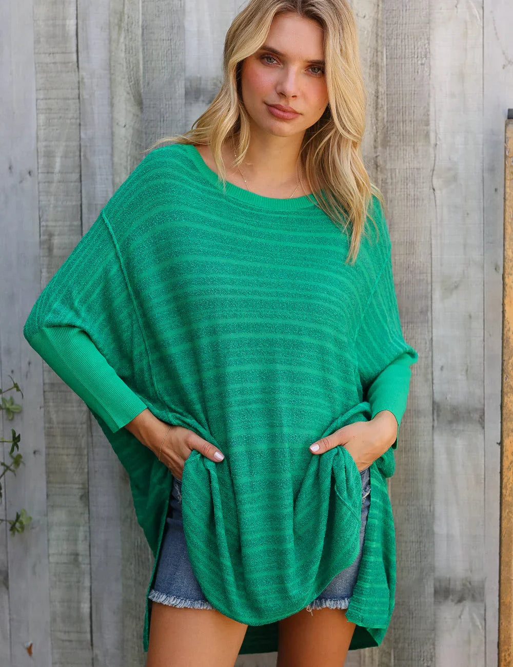 Golden Hour Green Hi Low Pullover | Daverri Fashions