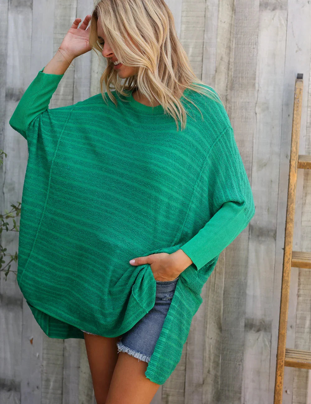 Golden Hour Green Hi Low Pullover | Daverri Fashions