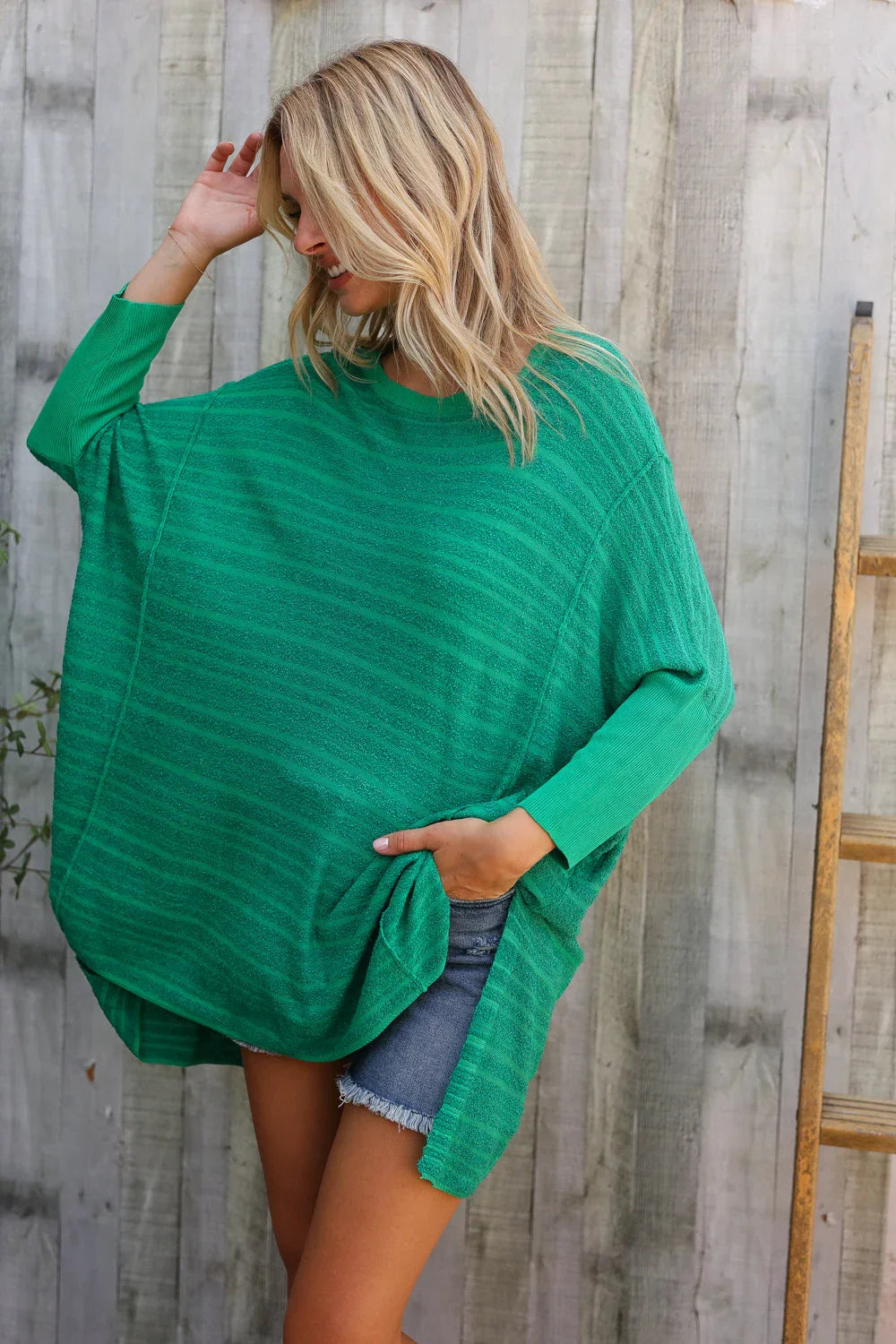 Golden Hour Green Hi Low Pullover | Daverri Fashions