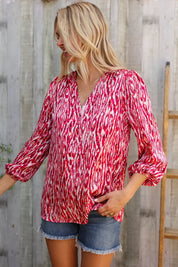 Perfectly You Berry Satin Button-Down V Neck Blouse | Daverri Fashions