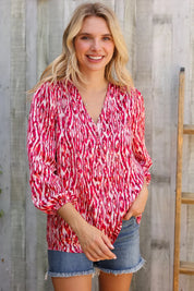 Perfectly You Berry Satin Button-Down V Neck Blouse | Daverri Fashions