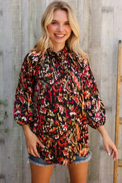 Evening Sunset Scribble Button Down Blouse | Daverri Fashions