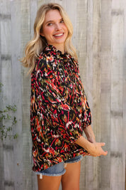 Evening Sunset Scribble Button Down Blouse | Daverri Fashions