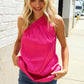 Diva Dreams Fuchsia Leopard Print One Shoulder Satin Top - DAVERRI FASHIONS