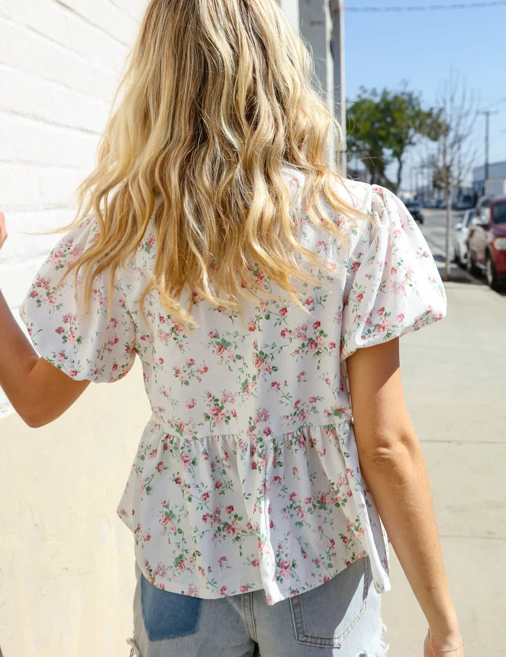 Feeling Femme Ivory Ribbon Bow Tie Folded Puff Sleeve Top | Daverri Fashions