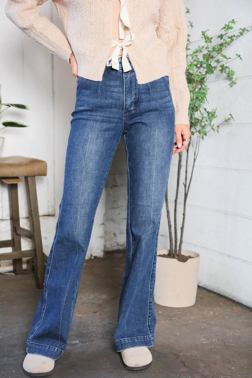 Trouser Bootcut Stretch Denim Jeans | Daverri Fashions