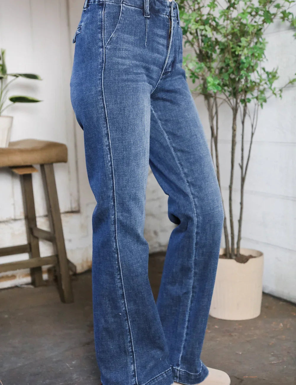 Trouser Bootcut Stretch Denim Jeans | Daverri Fashions