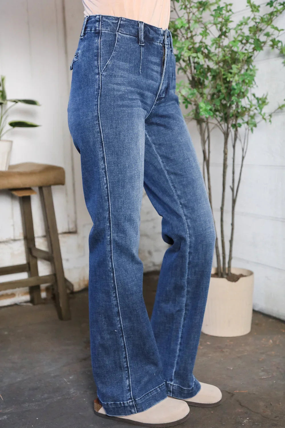 Trouser Bootcut Stretch Denim Jeans | Daverri Fashions