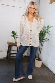 Cozy in Confetti Pocketed Button Cardigan | Daverri Fashions
