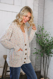 Cozy in Confetti Pocketed Button Cardigan | Daverri Fashions