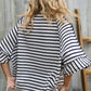 Casual Chic Cotton Navy & Cream Stripe Raglan 3/4 Sleeve Pullover - DAVERRI FASHIONS