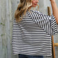 Casual Chic Cotton Navy & Cream Stripe Raglan 3/4 Sleeve Pullover - DAVERRI FASHIONS