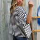 Casual Chic Cotton Navy & Cream Stripe Raglan 3/4 Sleeve Pullover - DAVERRI FASHIONS