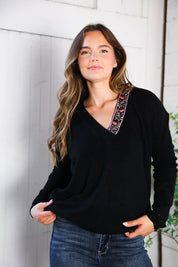 Twilight Charms Beaded V Neck Sweater | Daverri Fashions