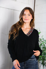 Twilight Charms Beaded V Neck Sweater | Daverri Fashions