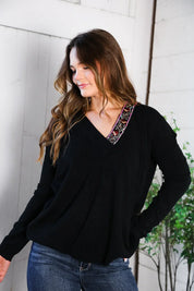 Twilight Charms Beaded V Neck Sweater | Daverri Fashions