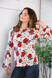 Tea Time Floral Bell Sleeve Top | Daverri Fashions