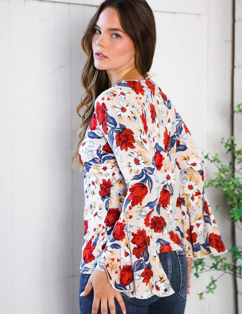 Tea Time Floral Bell Sleeve Top | Daverri Fashions
