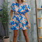 Feeling Bold Turquoise Floral Smocked Waist Flutter Sleeve Romper - DAVERRI FASHIONS