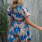 Feeling Bold Turquoise Floral Smocked Waist Flutter Sleeve Romper - DAVERRI FASHIONS