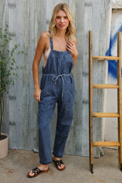 Weekend Ready Cotton Denim Baggy Leg Bib Overall Jumper | Daverri Fashions