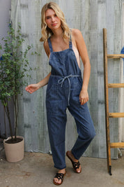 Weekend Ready Cotton Denim Baggy Leg Bib Overall Jumper | Daverri Fashions