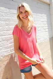 Summer Vibes Coral Relaxed Fit Jacquard Knitted Top | Daverri Fashions