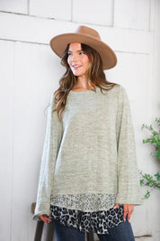 For the Love of Lace Leopard Trim Sweater | Daverri Fashions