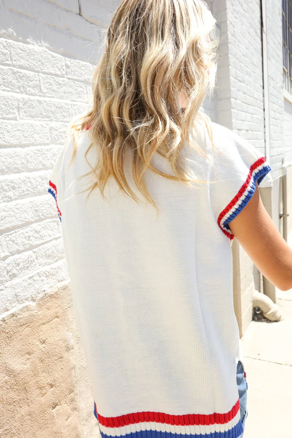 Holiday Ready Red/White & Blue USA Embroidery Dolman Top | Daverri Fashions