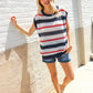 Feeling Festive Red White & Blue Striped Crochet Sweater Top - DAVERRI FASHIONS