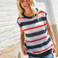 Feeling Festive Red White & Blue Striped Crochet Sweater Top - DAVERRI FASHIONS