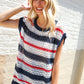 Feeling Festive Red White & Blue Striped Crochet Sweater Top - DAVERRI FASHIONS