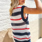 Feeling Festive Red White & Blue Striped Crochet Sweater Top - DAVERRI FASHIONS