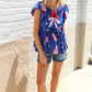 American Flag Blue & Red Stars & Bow Print Woven Top - DAVERRI FASHIONS