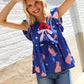 American Flag Blue & Red Stars & Bow Print Woven Top - DAVERRI FASHIONS