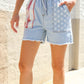 Adorable You High Rise Stars & Stripes Pocket Drawstring Shorts - DAVERRI FASHIONS