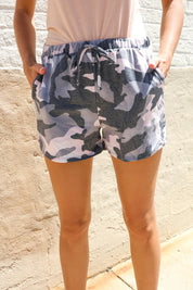 Be Bold Pink/Black Camo French Terry Pocket Shorts | Daverri Fashions