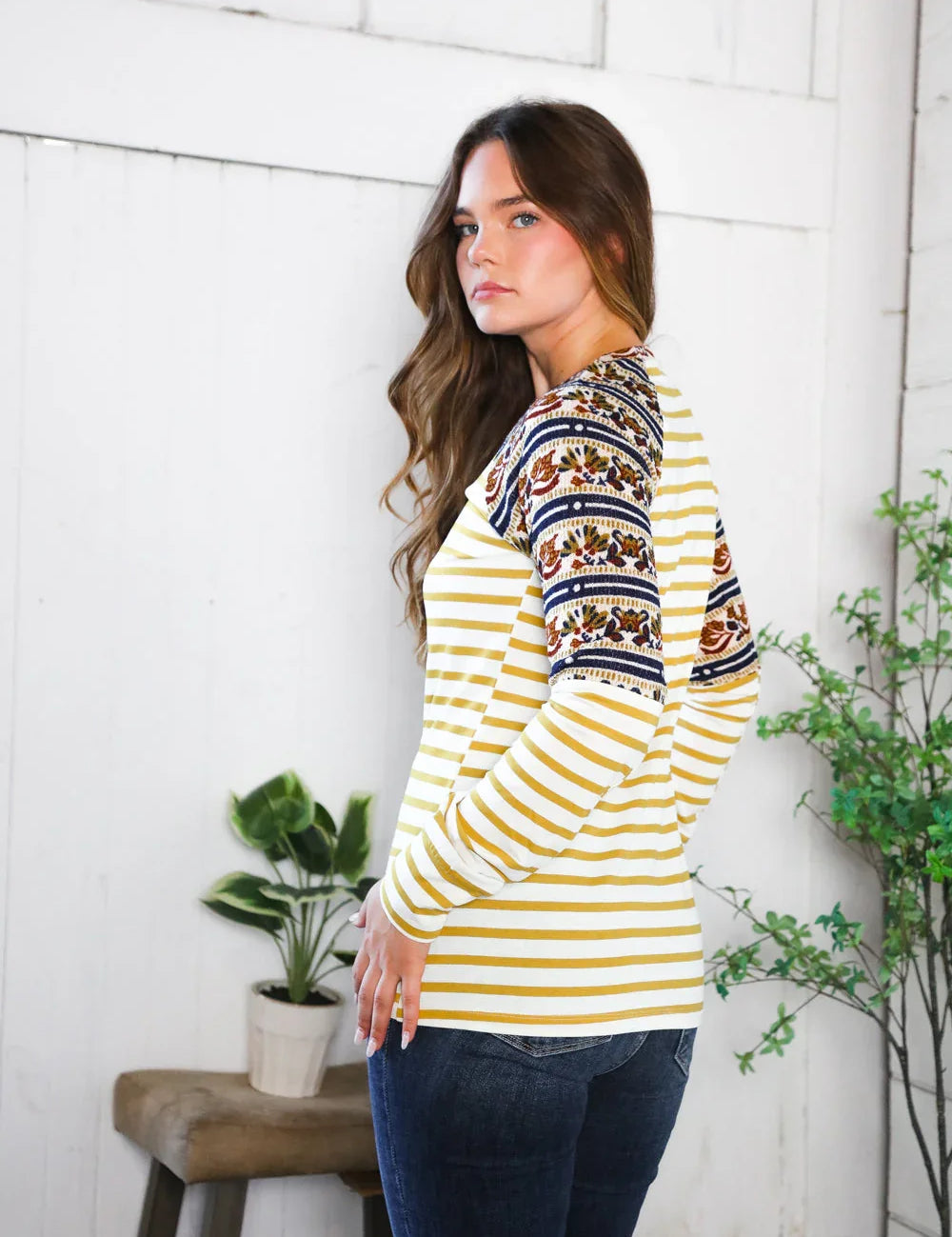 Stripes for Days Vintage Floral Raglan | Daverri Fashions