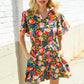 Sunny Days Floral Print Smocked Waist Back Neck Button Romper - DAVERRI FASHIONS