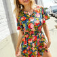 Sunny Days Floral Print Smocked Waist Back Neck Button Romper - DAVERRI FASHIONS