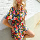 Sunny Days Floral Print Smocked Waist Back Neck Button Romper - DAVERRI FASHIONS