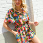 Sunny Days Floral Print Smocked Waist Back Neck Button Romper - DAVERRI FASHIONS
