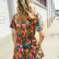 Sunny Days Floral Print Smocked Waist Back Neck Button Romper - DAVERRI FASHIONS