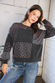 Lazy Daisies Charcoal Pullover | Daverri Fashions