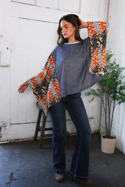 In A Paisley Daydream French Terry Poncho Top | Daverri Fashions