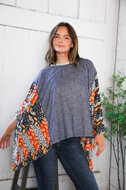 In A Paisley Daydream French Terry Poncho Top | Daverri Fashions
