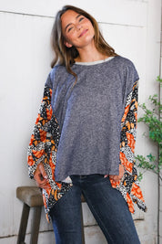 In A Paisley Daydream French Terry Poncho Top | Daverri Fashions