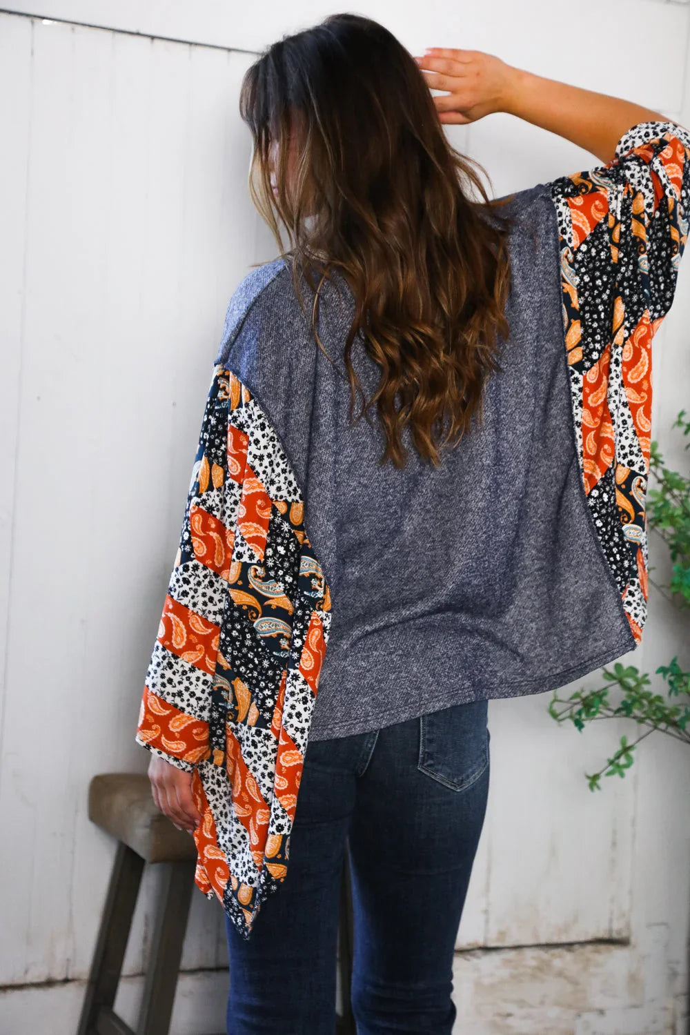 In A Paisley Daydream French Terry Poncho Top | Daverri Fashions